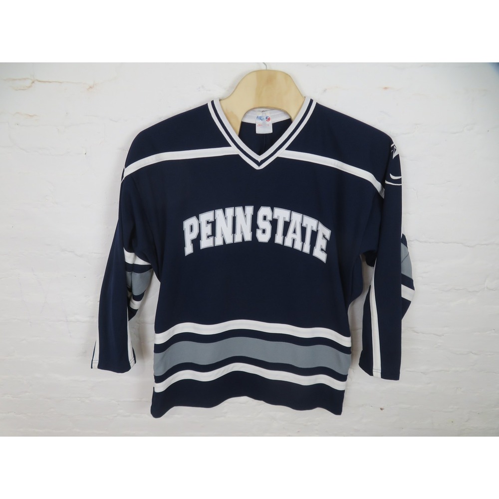 Vintage Penn State Hockey Jersey Mens Large Athletic Knit Blue Nittany Lions